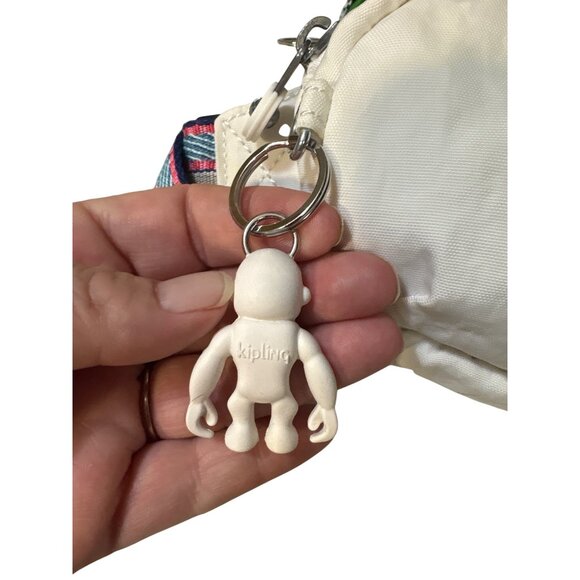 Kipling White Waist Bag With Monkey Keychain And Striped Adjustable Strap - Picture 4 of 7